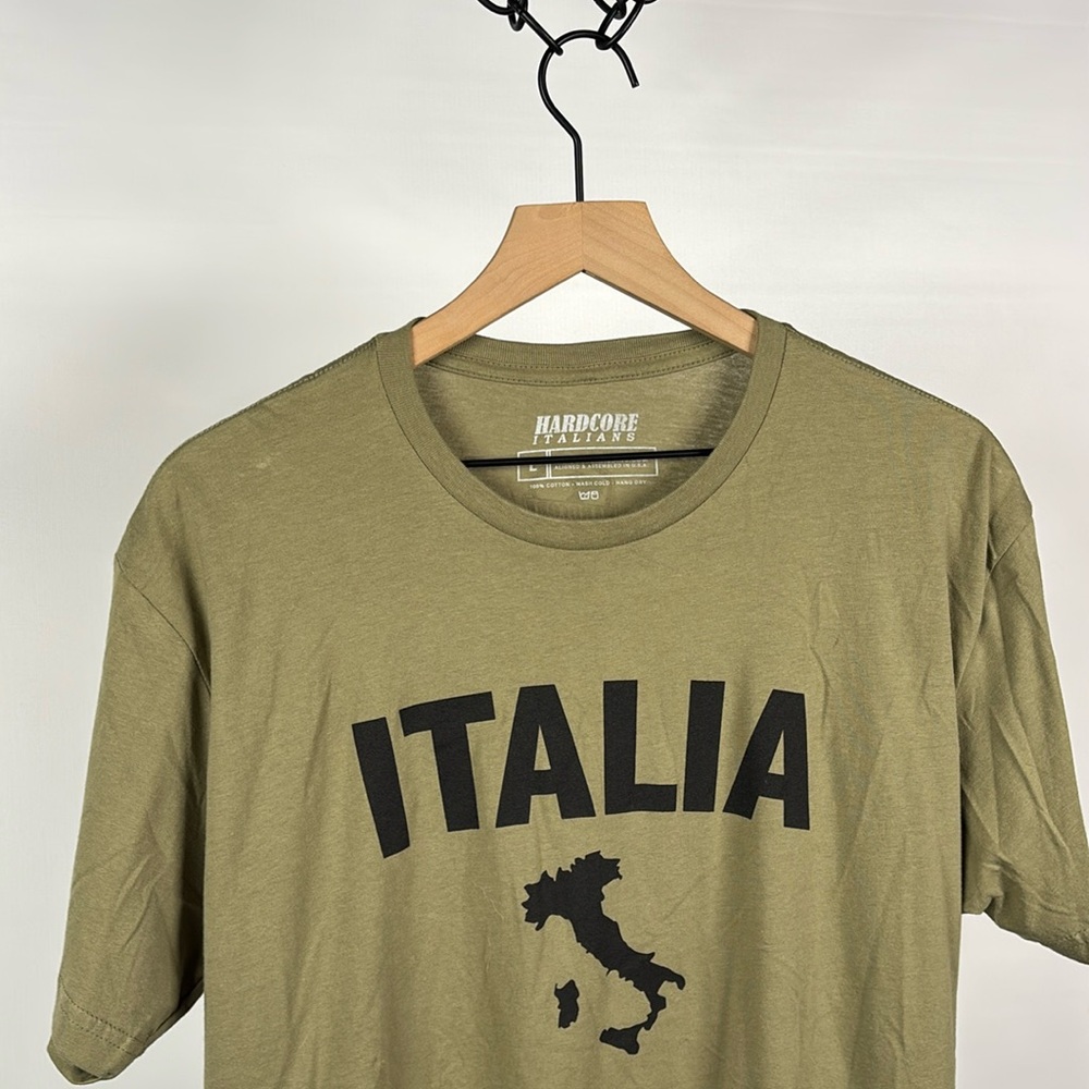 Harcore Italians Italia Lightweight T-Shirt - Large - Green - 100% Cotton